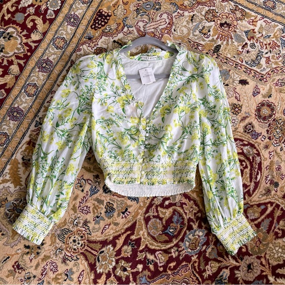 Alice and Olivia Callico Blouse Sz Medium - Picture 4 of 12